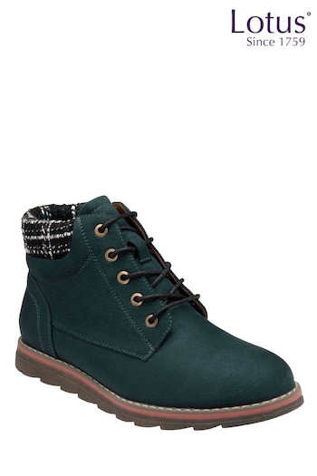 Lotus Footwear Green Flat Textile Ankle Boots (K18776) | £60
