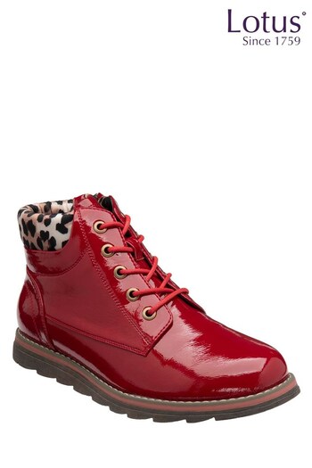 Lotus Footwear Red Lace-Up Ankle Boots (K18800) | £60