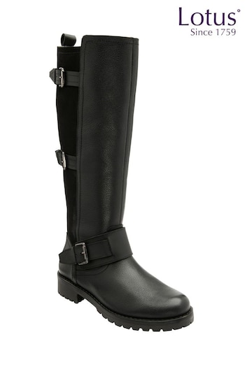 Lotus Footwear Black Leather Knee High Boots (K18824) | £120