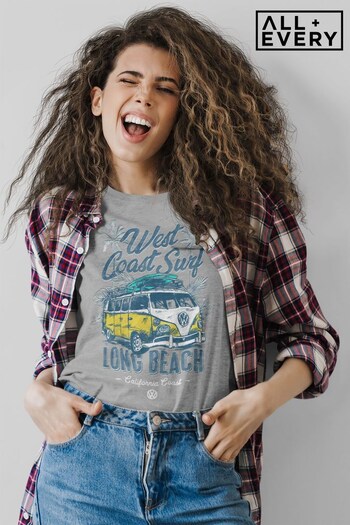 All + Every Grey Marl Volkswagen Long Beach California Coast Women's T-Shirt (K18883) | £21