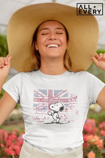 All + Every White Peanuts Snoopy Posh Women's T-Shirt (K18884) | £21