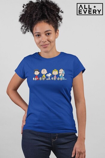 All + Every Royal Blue Peanuts The Gang Sit Down Women's T-Shirt (K18910) | £21