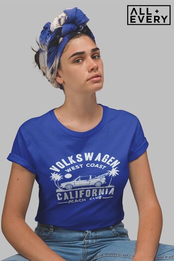 All + Every Royal Blue Volkswagen West Coast California White Text Women's T-Shirt (K18911) | £21