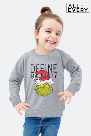 All + Every Heather Grey The Grinch Define Naughty Kid's Sweatshirt (K18959) | £27