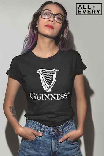 All + Every Black Guinness Classic Harp Logo Women's T-Shirt (K18968) | £21