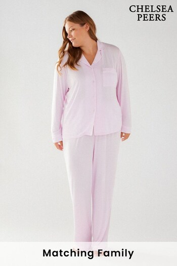 Chelsea Peers Pink Curve Curve Modal Button Up Long Pyjama Set (K19195) | £48