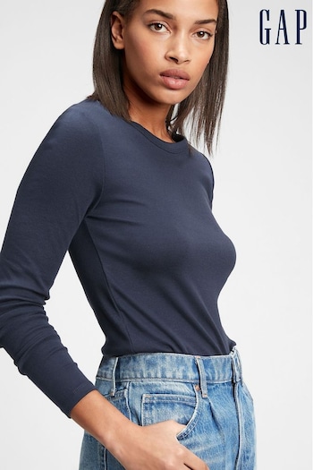 Gap Navy Blue Modern Long Sleeve Crew Neck T-Shirt (K19629) | £25