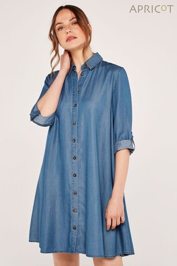 Apricot Mid Blue Denim Tencel Shirt Dress (K20087) | £30
