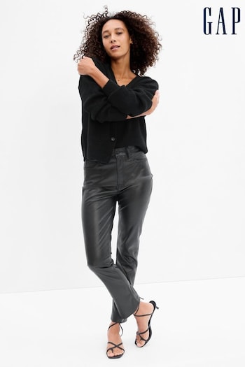 Gap Black High Waisted Slim Faux-Leather slip Trousers (K20213) | £45