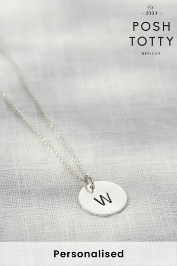 Personalised Initial Disc Necklace by Posh Totty Designs (K20333) | £36