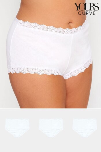 Yours Curve White 4 Pack Lace Trim Shorts (K20707) | £17
