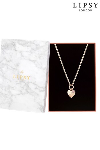 Lipsy Jewellery Pink Diamond Cut Heart Necklace - Gift Boxed (K20816) | £20