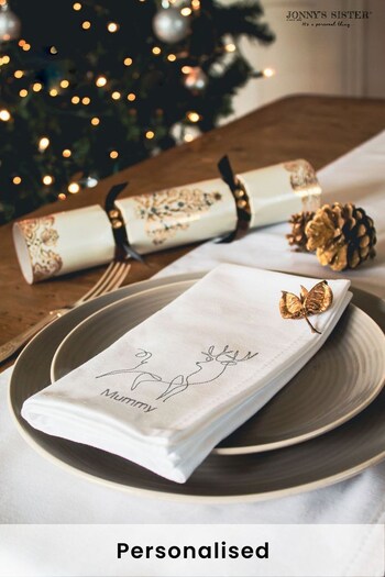 Personalised Christmas Embroidered Napkins Set of 4 by Jonny's Sister (K21113) | £52