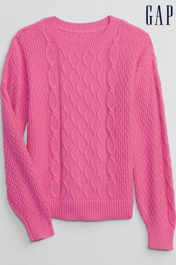 Gap Pink Cable-Knit Crew Neck Long Sleeve Jumper (K21137) | £30