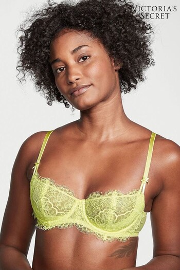 Victoria's Secret Lime Citron Yellow Unlined Balcony Lightly Lined Lace Demi Bra (K21160) | £24
