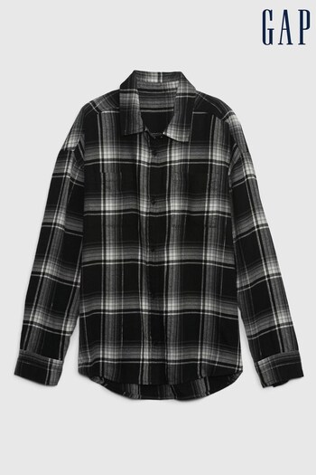Gap Black/White Flannel Long Sleeve Shirt (K21191) | £20