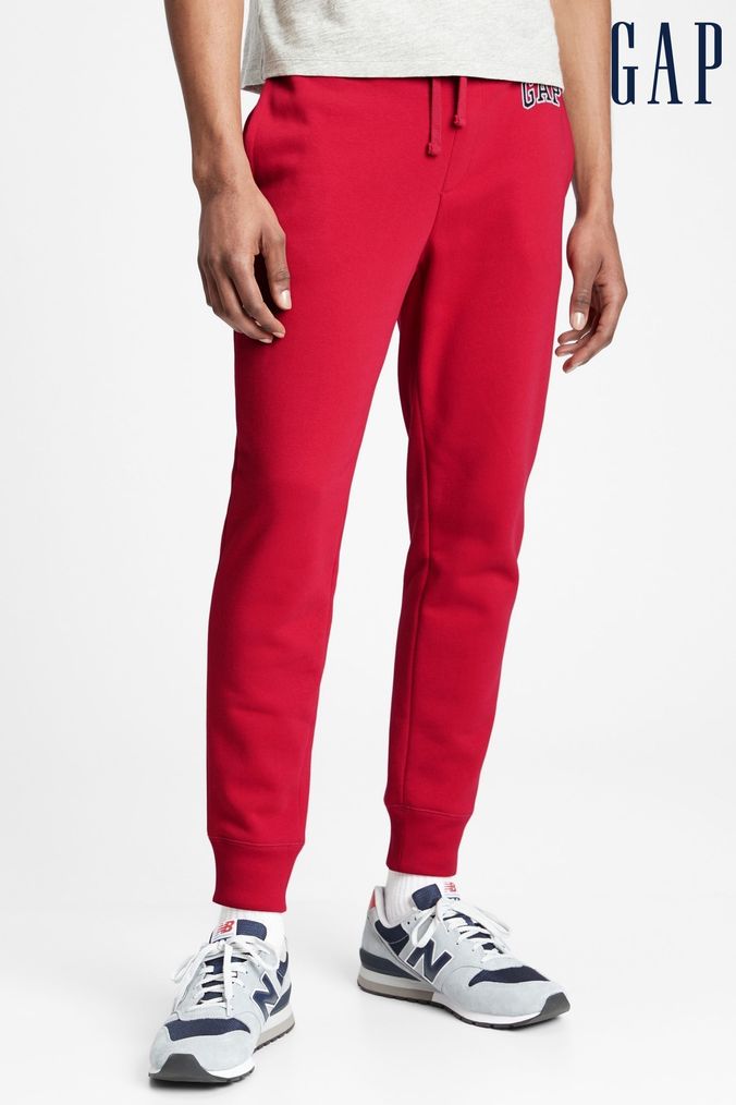 Red jogging bottoms mens sale