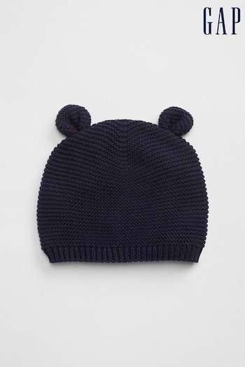 Gap Navy Blue Brannan Bear Ribbed Knit Baby Beanie Hat (K21238) | £8