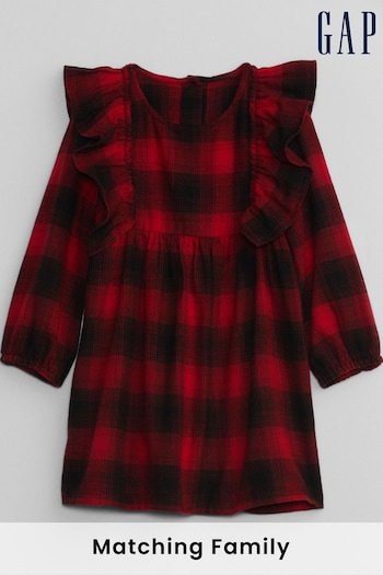 Gap Red Ruffle Long Sleeve Dress (K21260) | £25