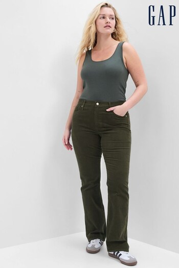 Gap Khaki Green Mid Rise Boot Corduroy Trousers with Washwell (K21389) | £45