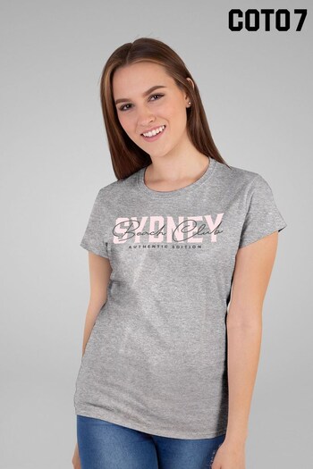 Coto7 Grey Marl Sydney Beach Club Authentic Edition Women's T-Shirt (K21418) | £21