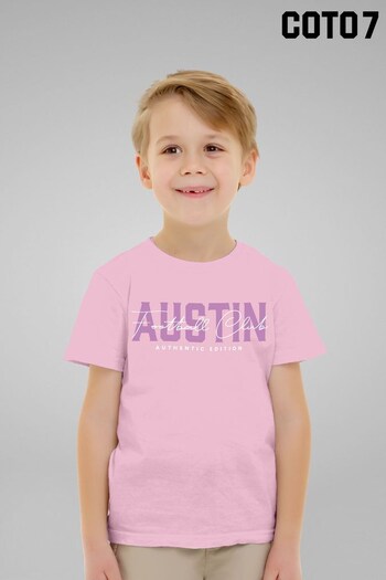Coto7 Medium Pink Austin Football Club Authentic Edition Kids T-Shirt (K21425) | £18