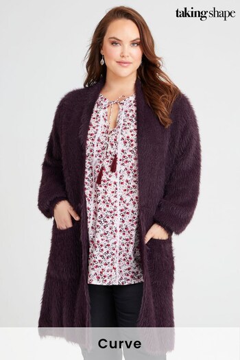Taking Shape Red Curve Fluffy Knit Cosy Cardigan (K21506) | £70