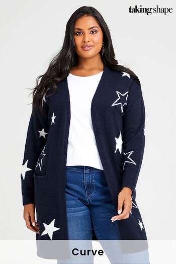Taking Shape Blue Curve Stars Knit Cardigan (K21552) | £75