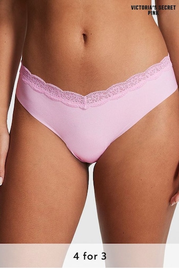 Victoria's Secret PINK Pink Bubble No Show Lace Trim Thong Knickers (K21566) | £9