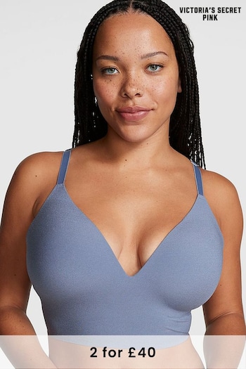 Victoria's Secret PINK Dusty Iris Blue Non Wired Push Up Lounge Bralette (K21619) | £30