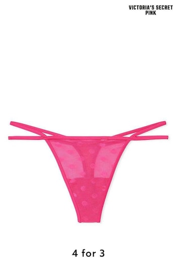 Victoria's Secret PINK Enchanted Pink Dot Mesh Thong Knickers (K21637) | £9