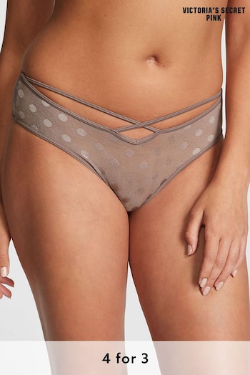 Victoria's Secret PINK Iced Coffee Brown Dot Mesh Cheeky Knickers (K21639) | £9