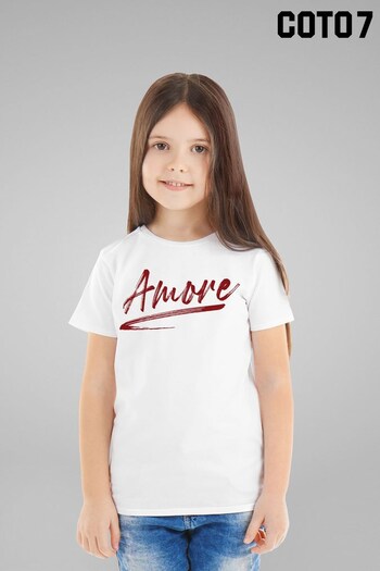 Coto7 White Amore Brushstroke Kids T-Shirt (K21651) | £18