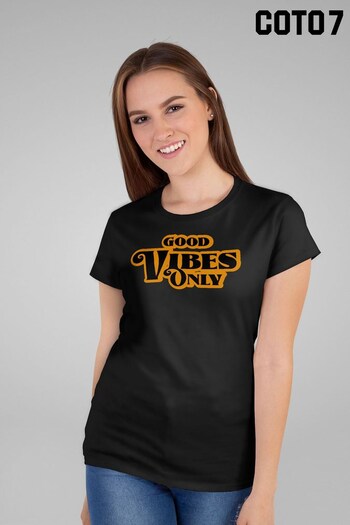 Coto7 Black Good Vibes Only 70s Style Women's T-Shirt (K21667) | £21