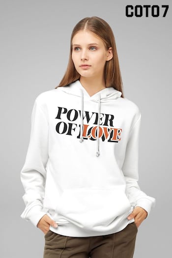 Coto7 White Power Of Love Women's Hooded Sweatshirt (K21687) | £35