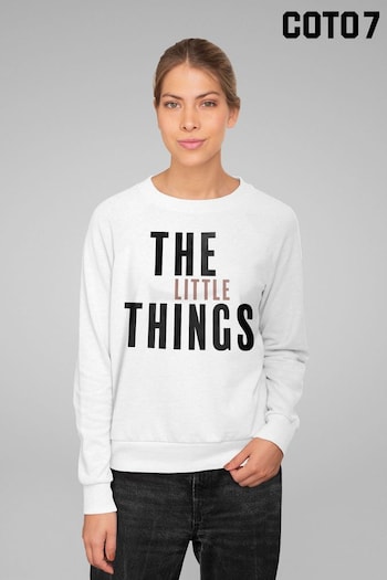 Coto7 White The Little Things Bold Text Women's Sweatshirt (K21692) | £32