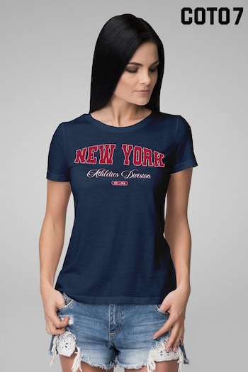 Coto7 French Navy New York Retro Athletics Division KK001's T-Shirt (K21698) | £21