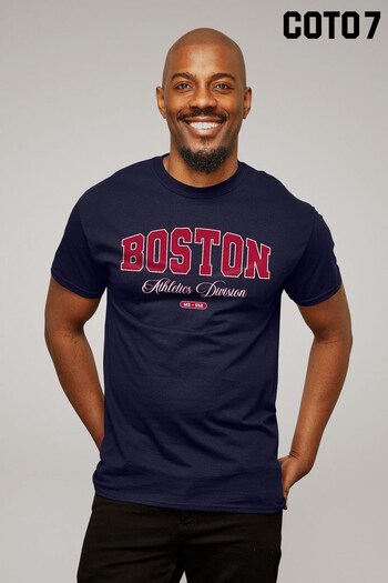 Coto7 Navy Boston Retro Athletics Division Men's T-Shirt (K21704) | £21