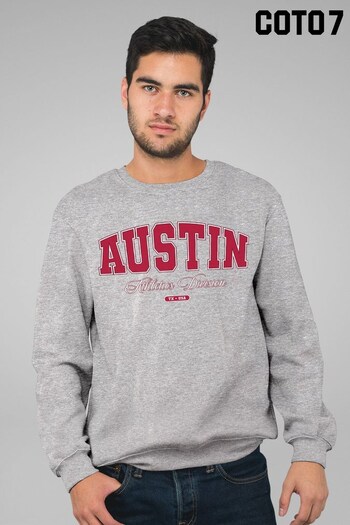 Coto7 Heather Grey Austin Retro Athletics Division Men's Sweatshirt (K21709) | £35