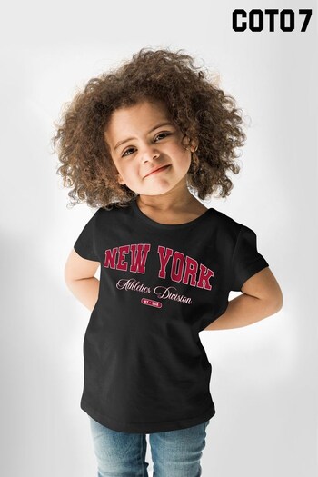 Coto7 Black New York Retro Athletics Division Kids T-Shirt (K21710) | £18