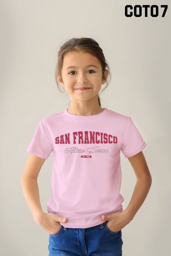Coto7 Medium Pink San Francisco Retro Athletics Division Kids T-Shirt (K21711) | £18