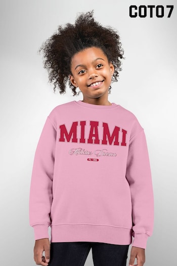Coto7 Light Pink Miami Retro Athletics Division Kids Sweatshirt (K21716) | £23