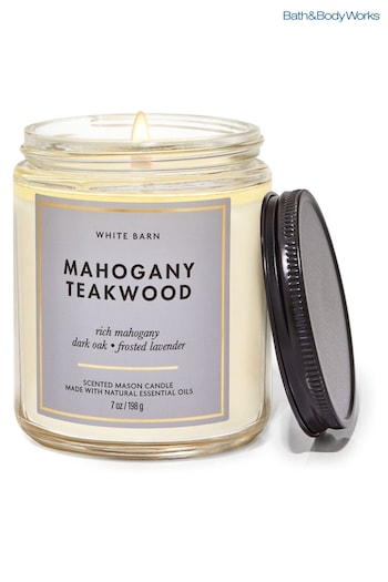 Bath & Body Works Mahogany Teakwood Mahogany Teakwood Mason Single Wick Candle 7 oz / 198 g (K21843) | £23.50