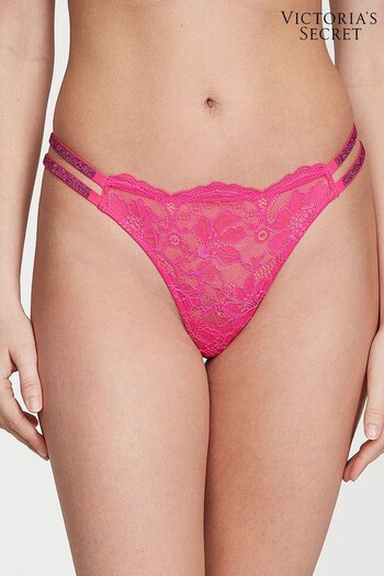 Victoria's Secret Forever Pink Lace Brazilian Double Shine Strap Knickers (K22406) | £20