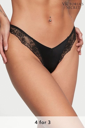 Victoria's Secret Black Lace Thong Knickers (K22445) | £14