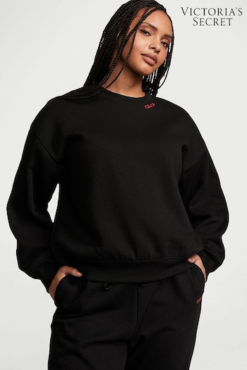 Victoria's Secret Pure Black Fleece Crew Sweatshirt (K22560) | £39