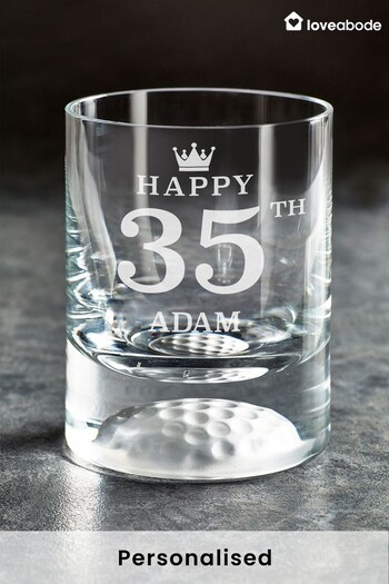 Personalised Golf Ball Moulded Into The Base Of Glass "Birthday" Design by Love Abode (K22593) | £25