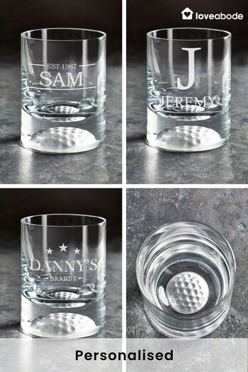 Personalised Golf Ball Moulded Into The Base Of Glass "Star & Name" Design by Love Abode (K22595) | £23