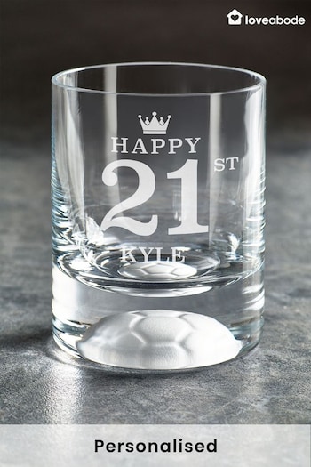 Personalised Football Moulded Into The Base Of Glass "Birthday" Design by Love Abode (K22596) | £25
