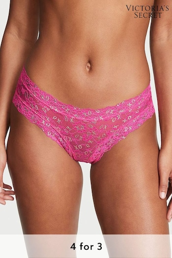 Victoria's Secret Forever Pink Xoxo Shine Foil Cheeky Lacie Knickers (K22611) | £9
